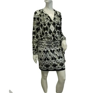 Cache Dress Womens Large Black Long Sleeve Ruched Stretch Office Career Cocktail